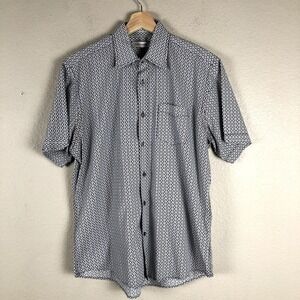 James Campbell Shirt Mens Small White Black Geometric Print Button Up‎ Collared